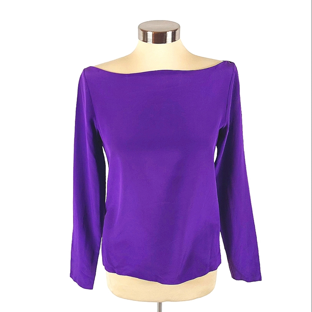 Ralph Lauren Blue Label 100% Silk Purple Blouse. Size 2